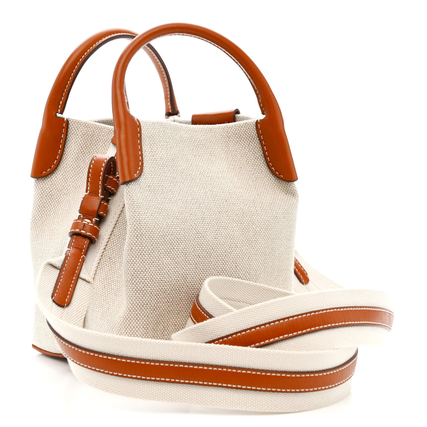 Loro Piana Cotton Linen Calfskin Micro Bale Bag Natural Warm Tan 3 of 9
