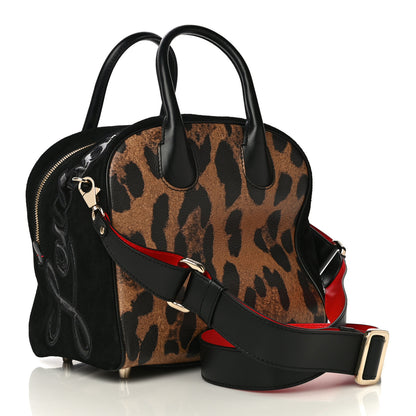 Christian Louboutin Suede Calfskin Leopard Print Small Marie Jane Top Handle Black 3 of 10