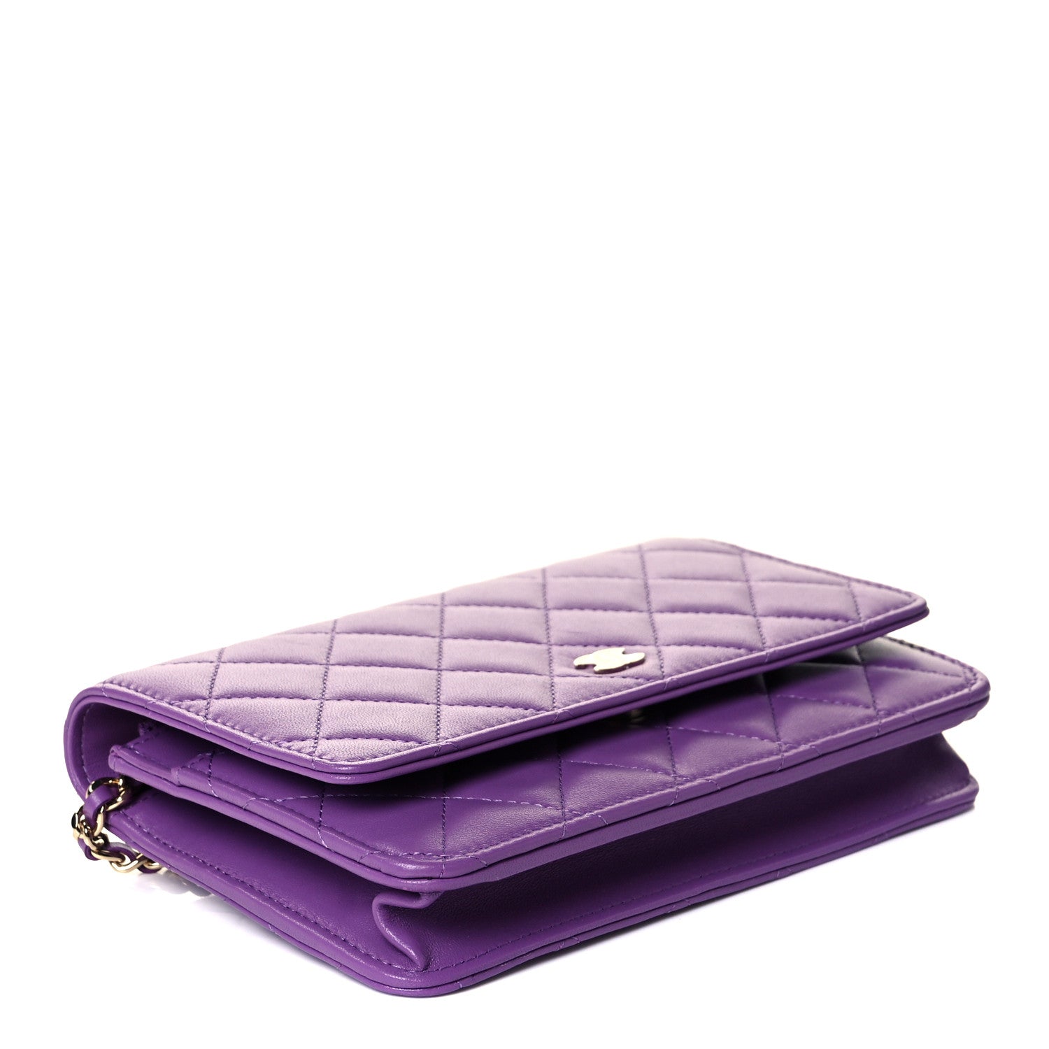 Chanel Lambskin Quilted Wallet On Chain WOC Purple 5 of 16