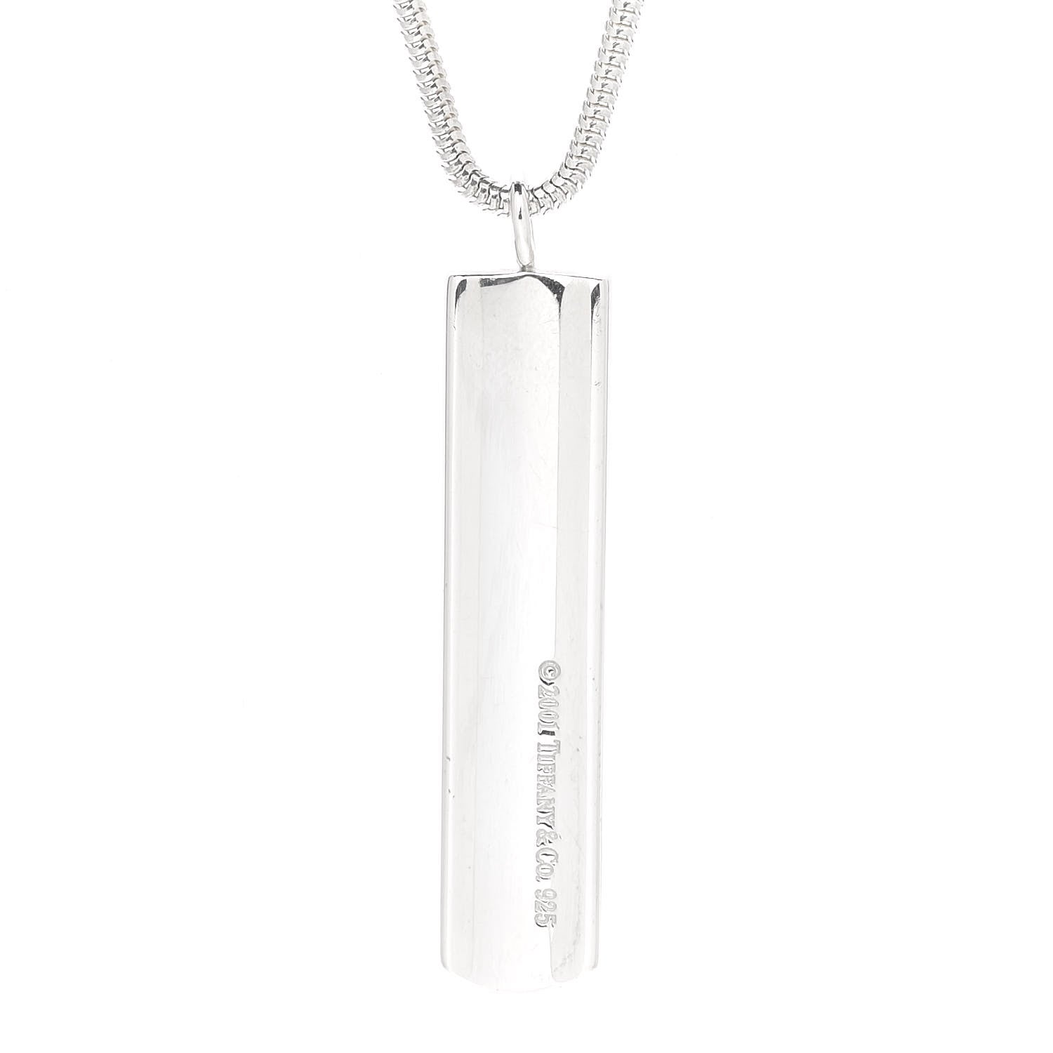 Tiffany Sterling Silver 1837 Bar Pendant Necklace 4 of 7