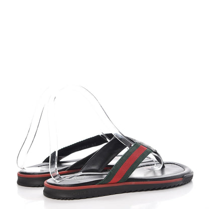 Gucci Nappa Nylon Guccissima Web Womens Thong Sandals 37 Green Red Black 4 of 11