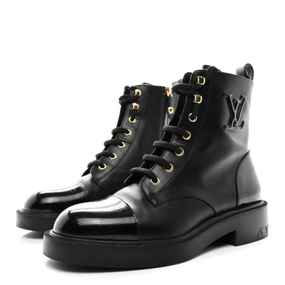 Louis Vuitton Calfskin Monogram Citizen Flat Ranger Boots 38 Black 3 of 11