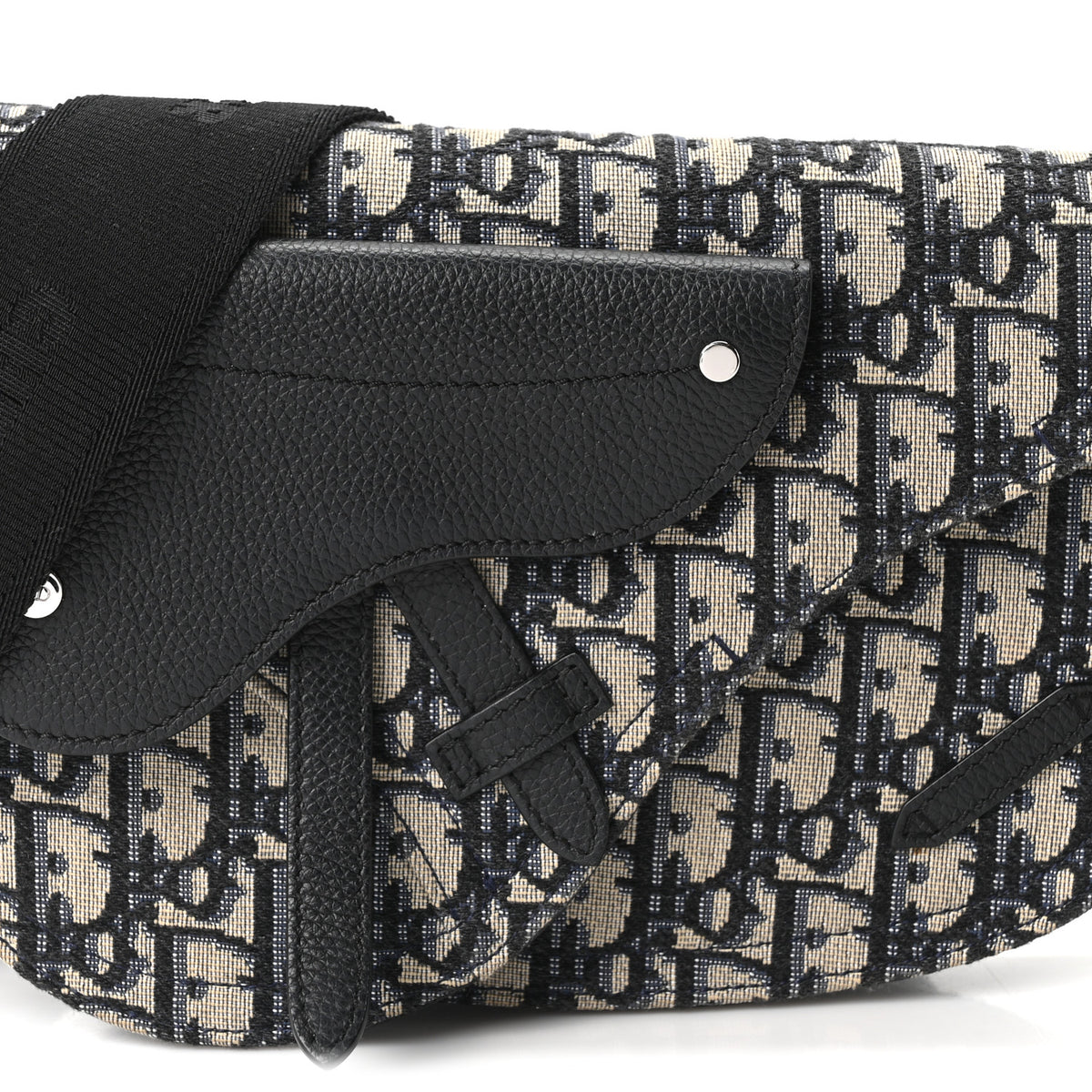 Oblique Saddle Messenger Pouch Beige Black