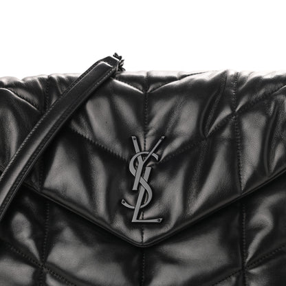 Saint Laurent Lambskin Quilted Medium Loulou Puffer Monogram Chain Satchel Black 10 of 10