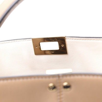 Fendi Vitello Seta Glazed Fabric FF 1974 Medium Peekaboo X-Lite Sand Mogano Panna 8 of 9