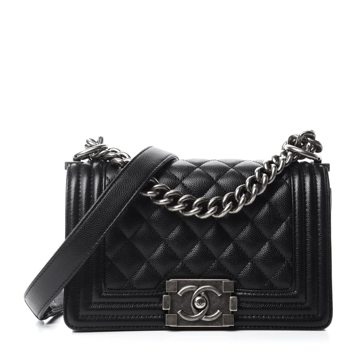 Caviar Quilted Small Boy Flap Black