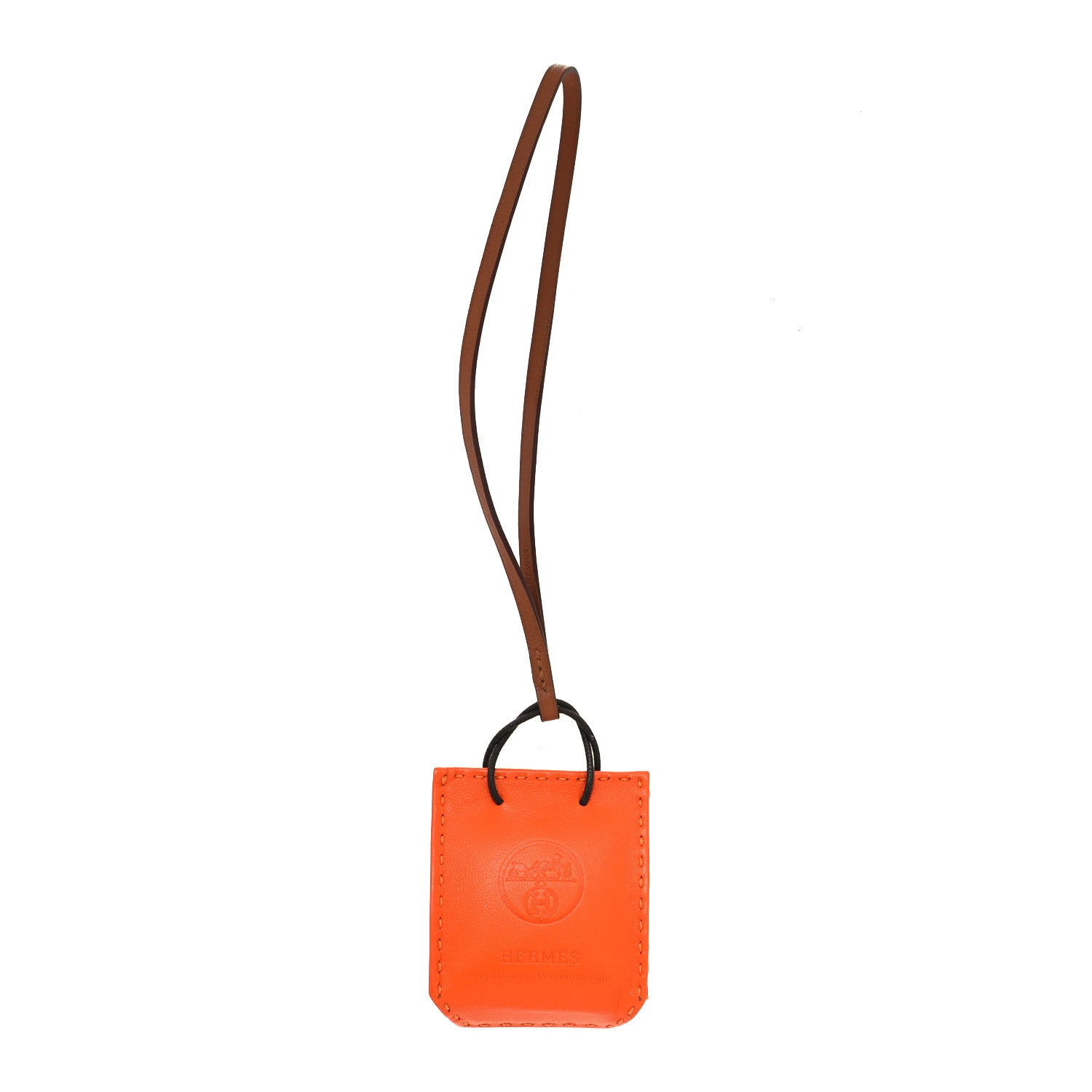 Hermes Milo Lambskin Swift Shopping Bag Charm Feu Gold 1 of 3
