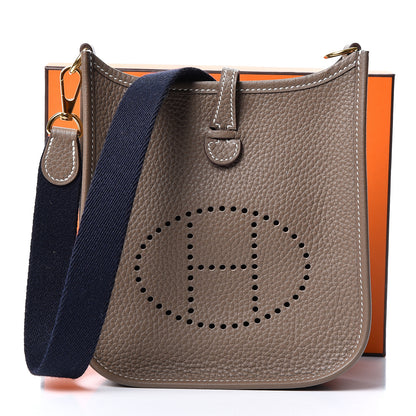 Hermes Taurillon Clemence Amazone Evelyne TPM Etoupe Bleu Indigo 9 of 9