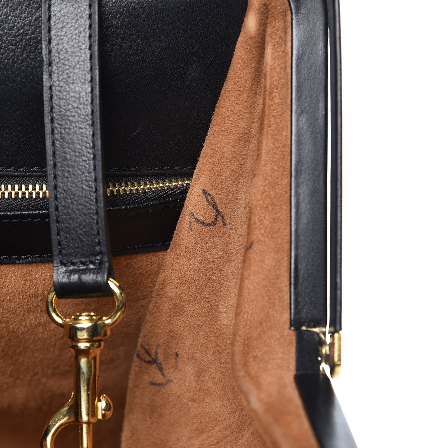 Calfskin Evasion Top Handle Frame Bag Black