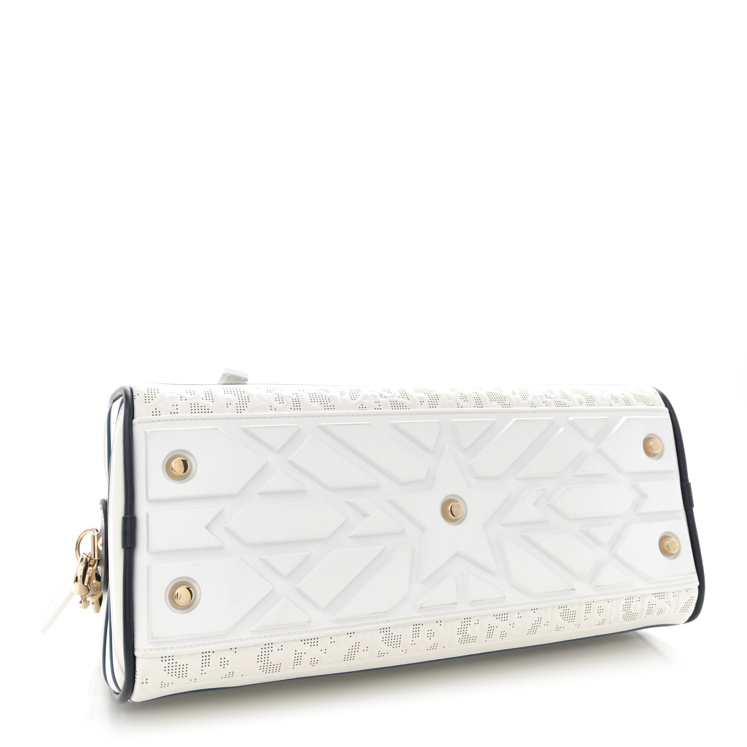 Christian Dior Perforated Calfskin Medium Dior Vibe Classic Bowling Bag White 4 of 12