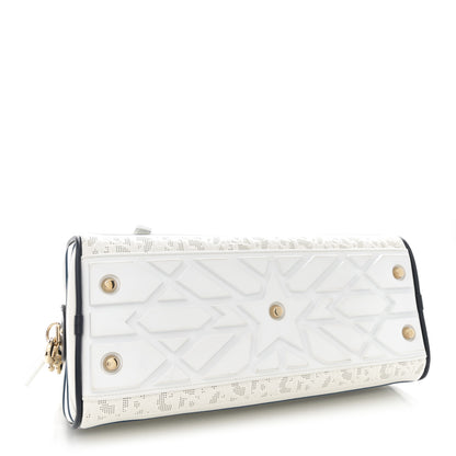 Christian Dior Perforated Calfskin Medium Dior Vibe Classic Bowling Bag White 4 of 12