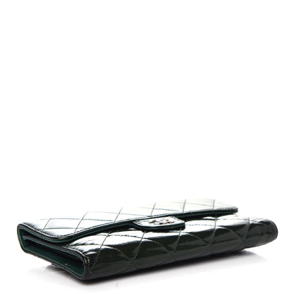 Chanel Patent Quilted Large Flap Wallet Green 4 of 9