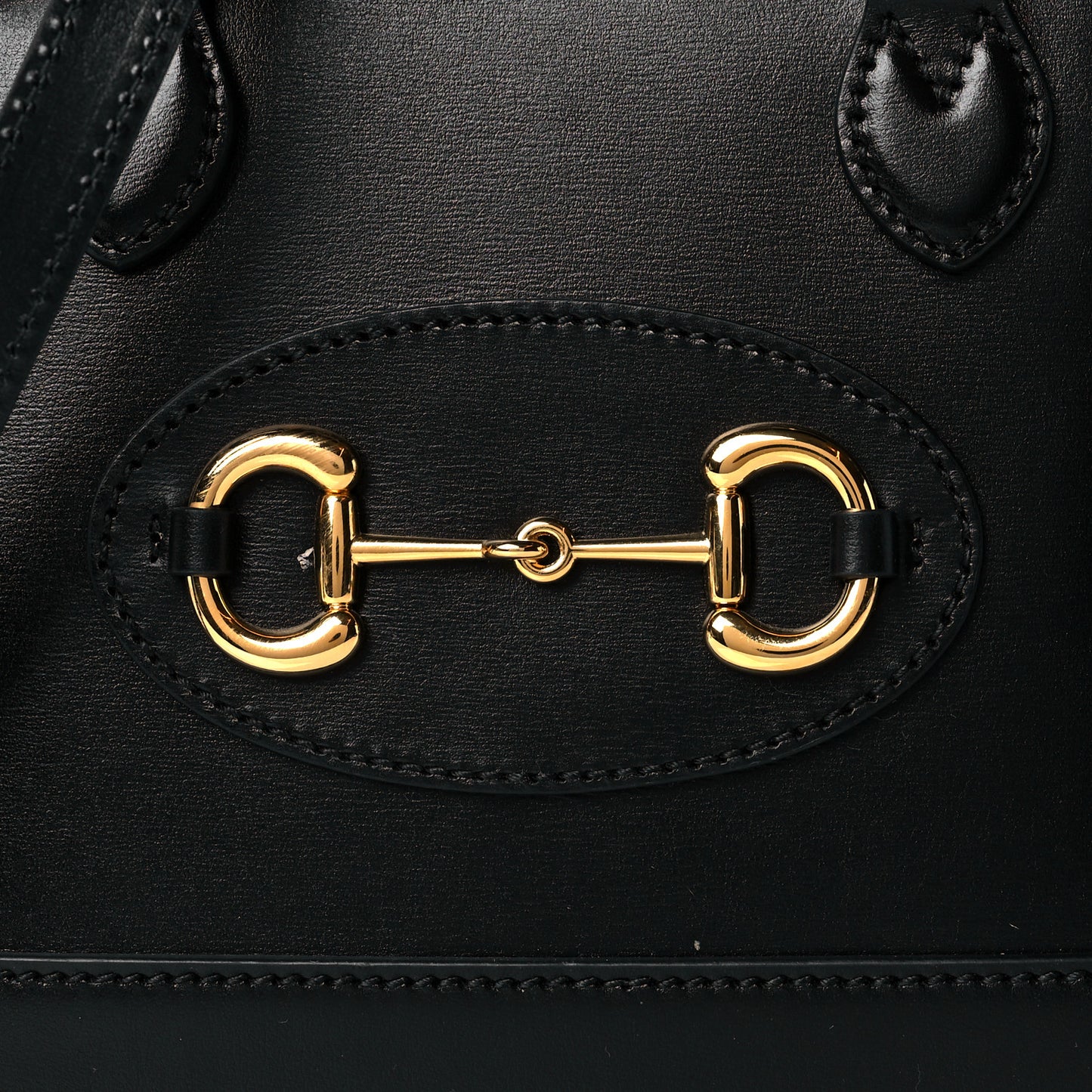 Boarded Plutone Calfskin Mini Horsebit 1955 Top Handle Bag Black