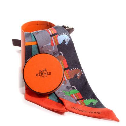 Hermes Silk Rocabar Twilly Gris Orange Vert 5 of 5