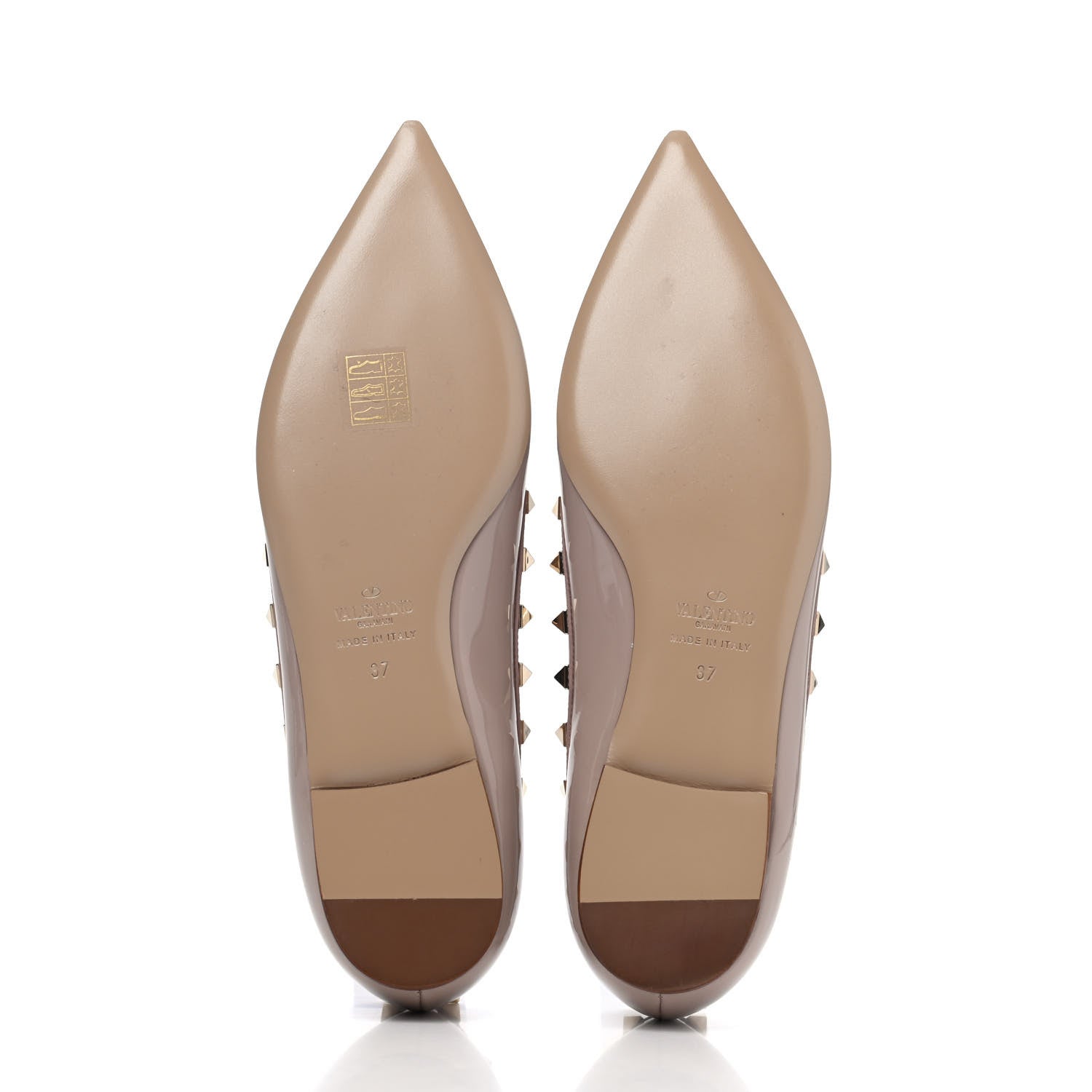 Valentino Garavani Patent Rockstud Ballerina Flats 37 Poudre 4 of 4