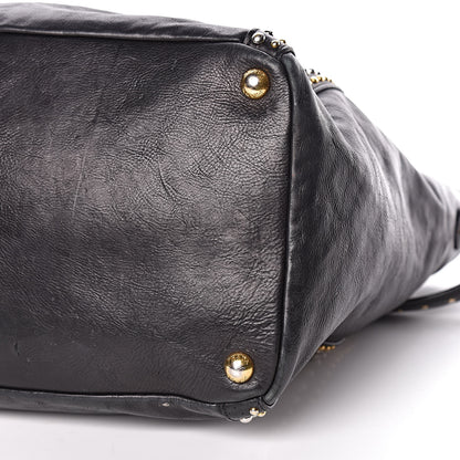 Prada Glace Calfskin Studded Shoulder Bag Black 10 of 16