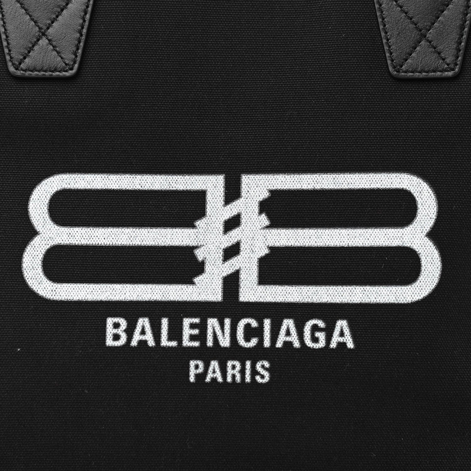 Balenciaga Cotton Canvas Calfskin BB Logo Jumbo Small Tote Bag Black White 7 of 9