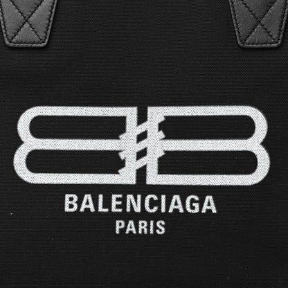 Balenciaga Cotton Canvas Calfskin BB Logo Jumbo Small Tote Bag Black White 7 of 9