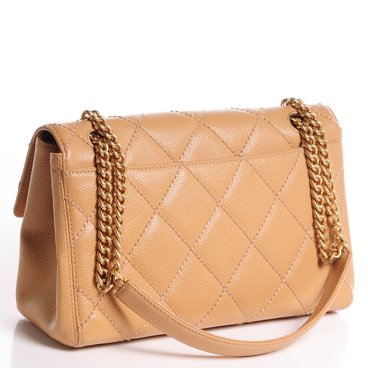 Chanel Caviar Quilted Wild Stitch Medium Single Flap Beige 3 of 16