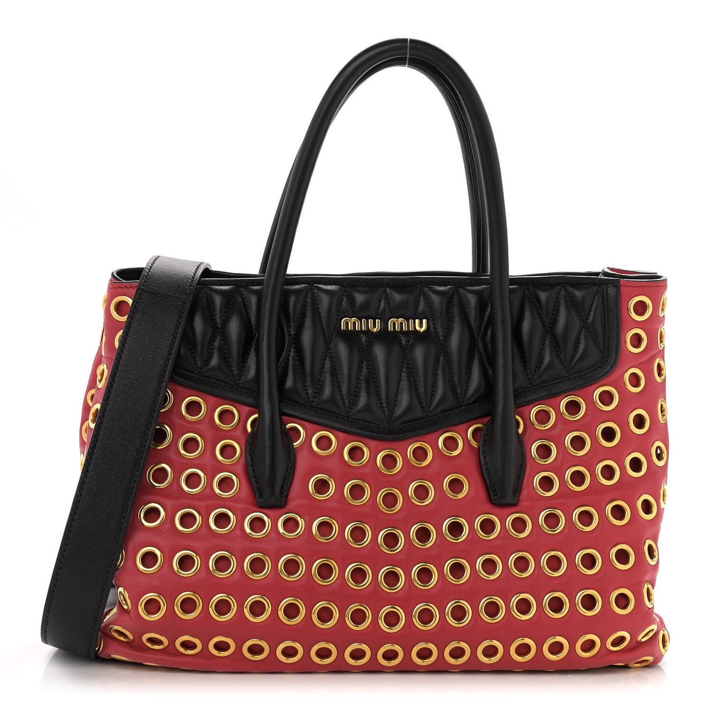 Nappa Matelasse Grommet Tote Rosso Black