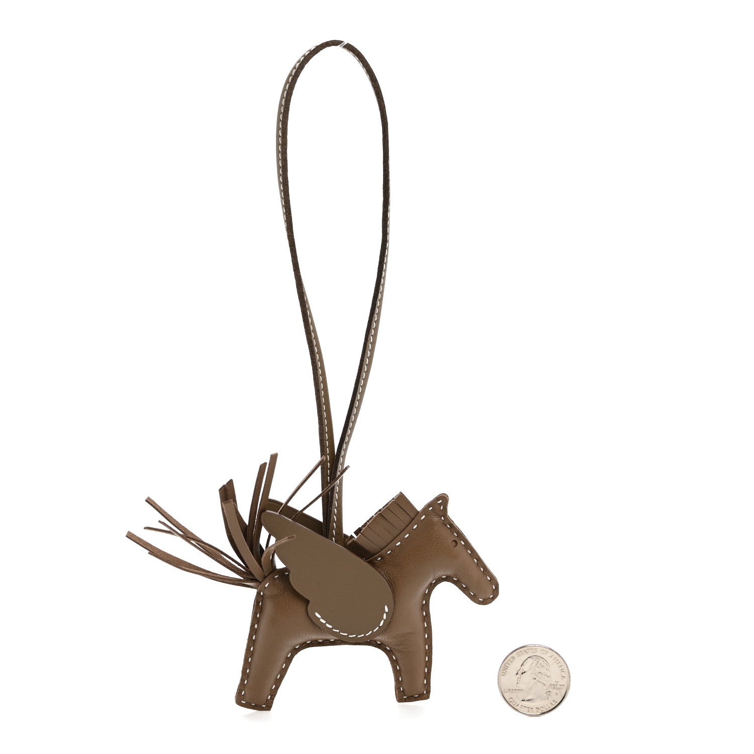 Hermes Milo Lambskin Grigri Rodeo Pegase Horse Bag Charm PM Etoupe 2 of 5