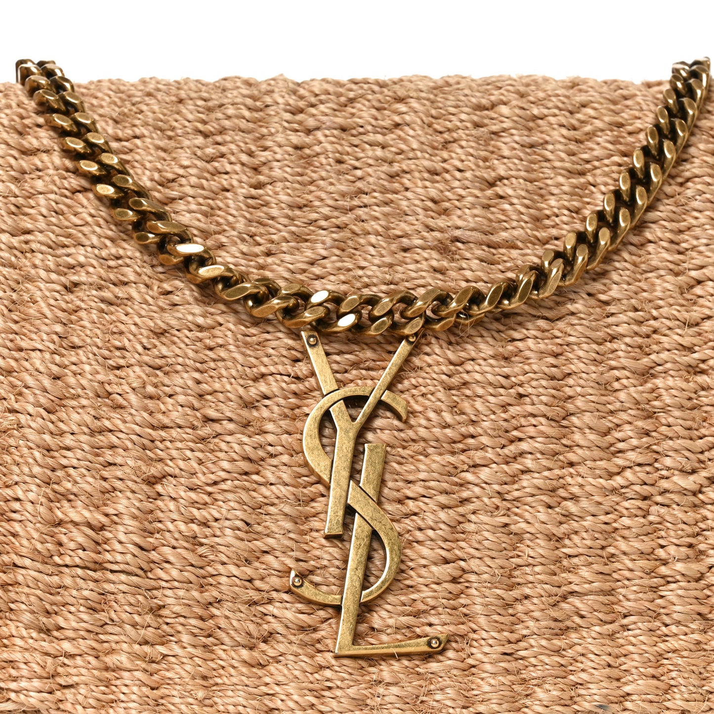 Raffia Medium Monogram Kate Satchel Natural