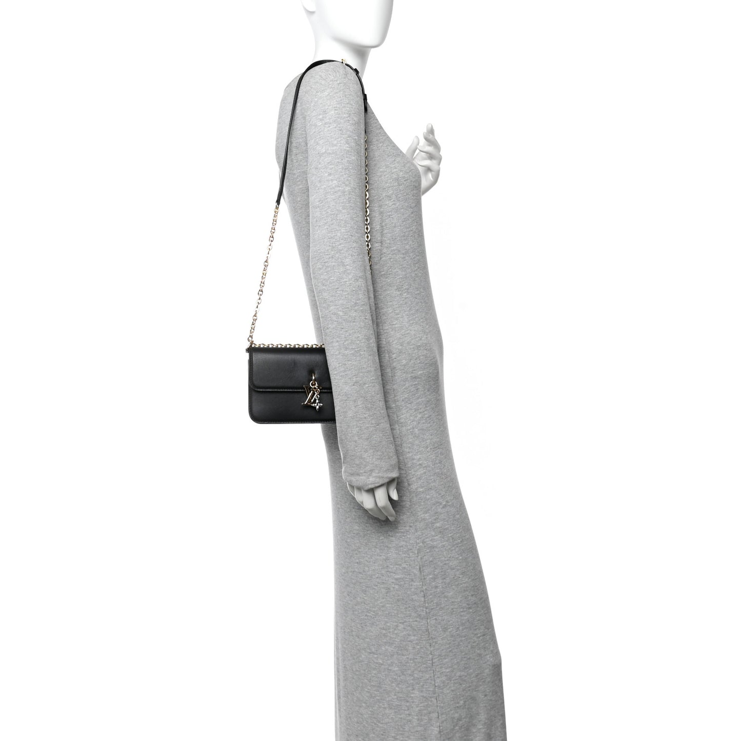 Calfskin LV Bloom Wallet On Chain Black