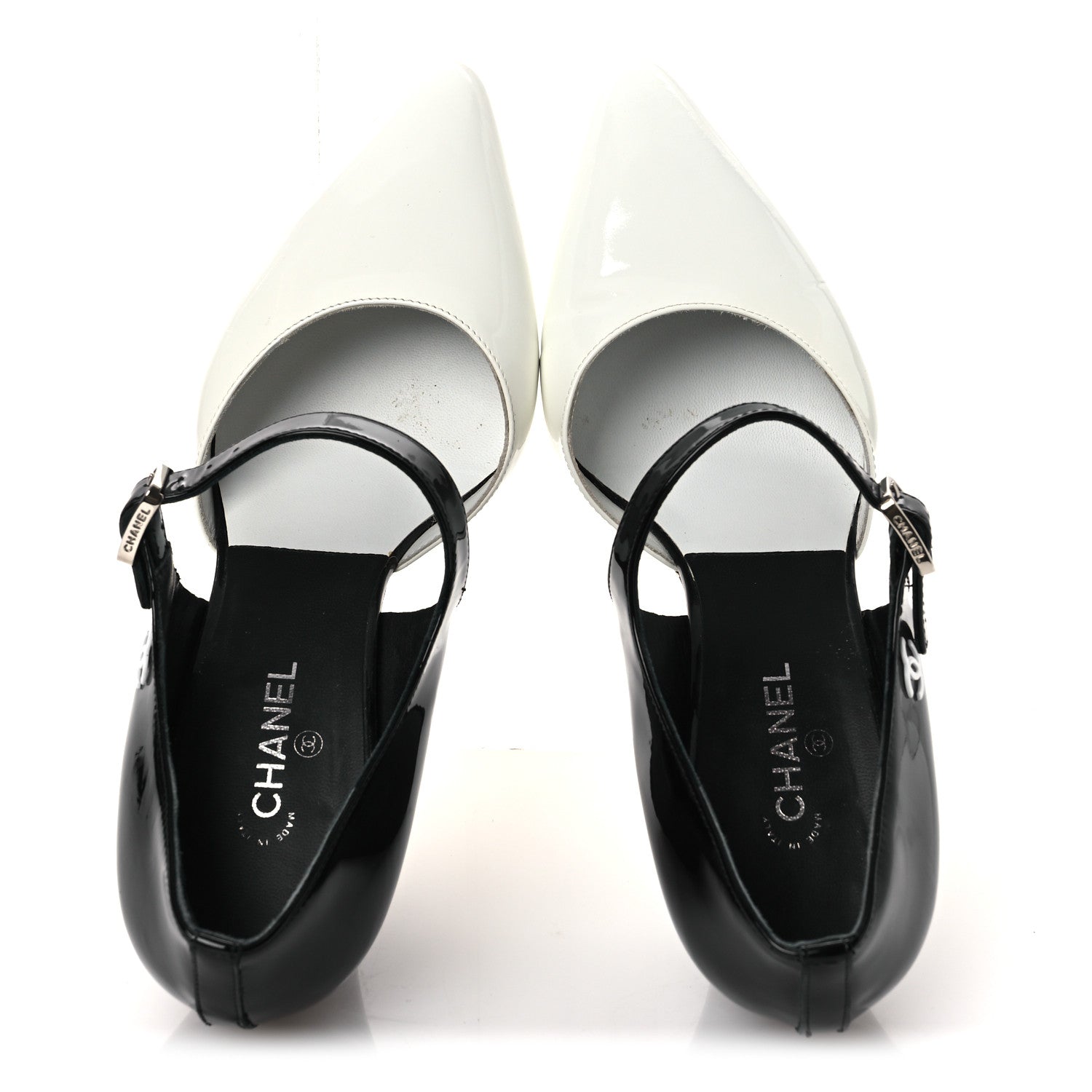 Chanel Patent Calfskin CC Pumps 37 White Black 2 of 12