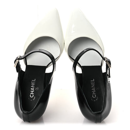 Chanel Patent Calfskin CC Pumps 37 White Black 2 of 12