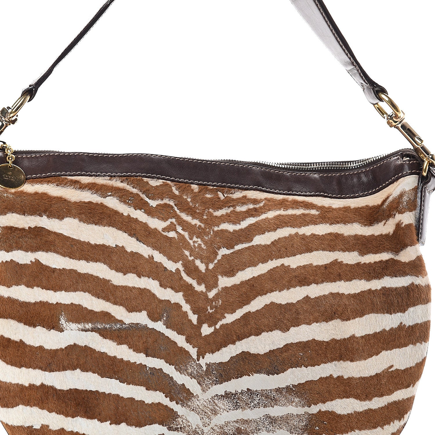 Gucci Pony Hair Zebra Print Hobo Bag Brown 6 of 8