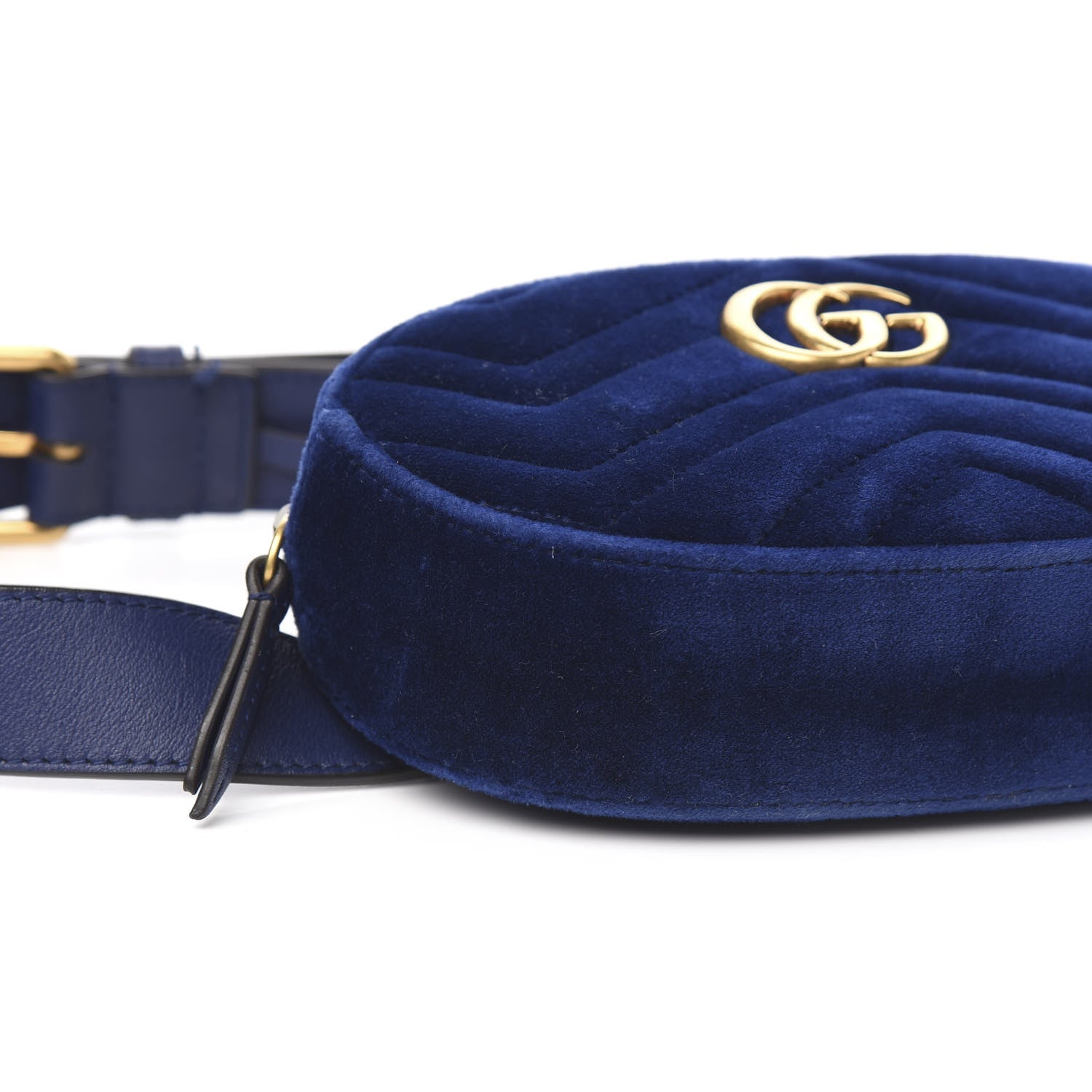 Gucci Velvet Matelasse GG Marmont Belt Bag 75 30 Cobalt Blue 7 of 9