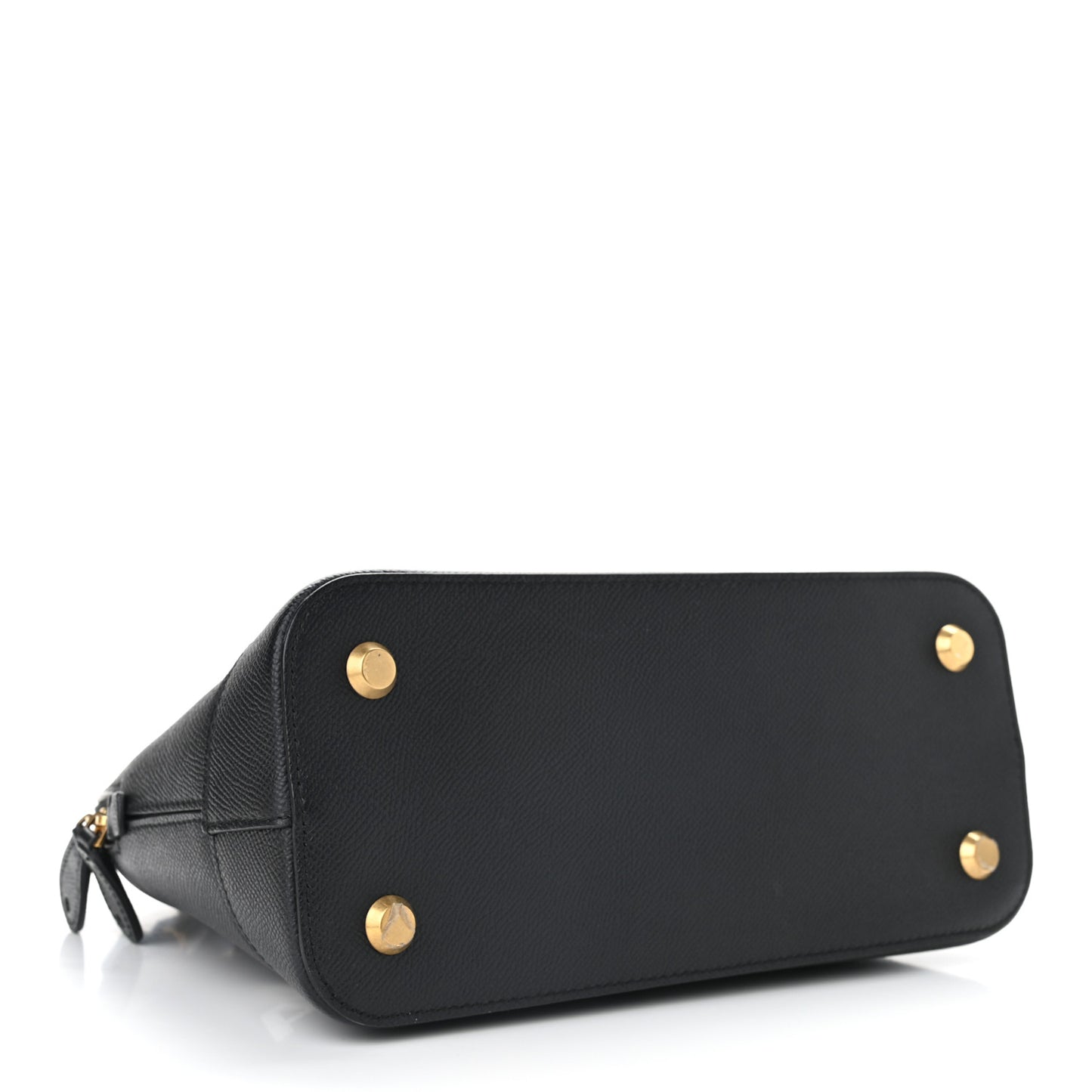 Signature Grained Calfskin Logo S Ville Top Handle Bag Black White