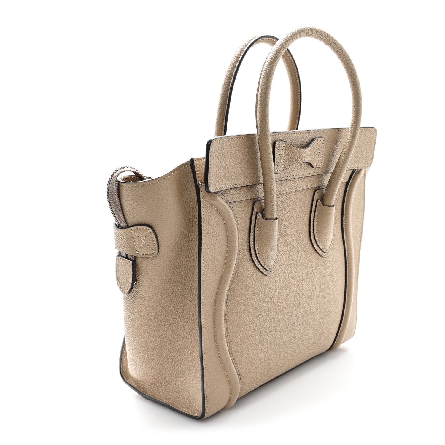 Celine Drummed Calfskin Micro Luggage Dune 3 of 11