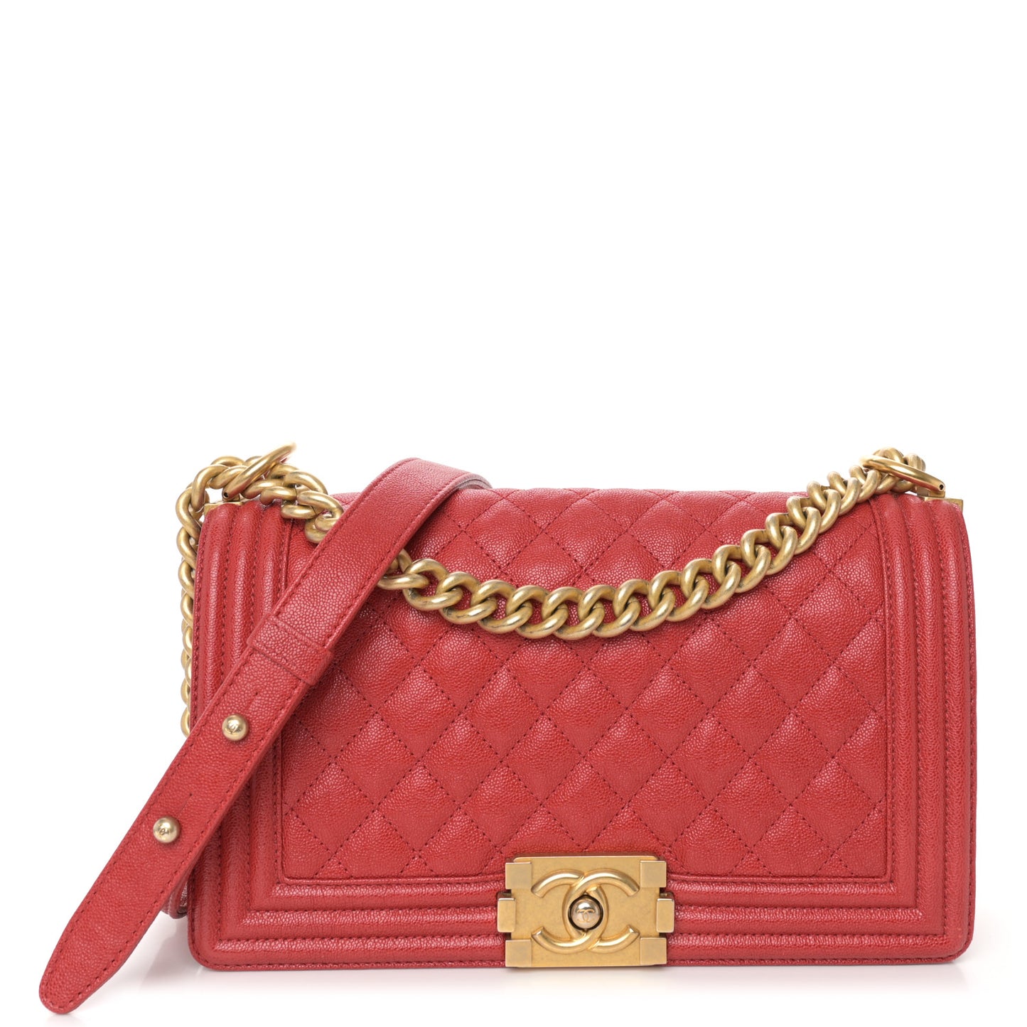 Caviar Quilted Medium Boy Flap Red