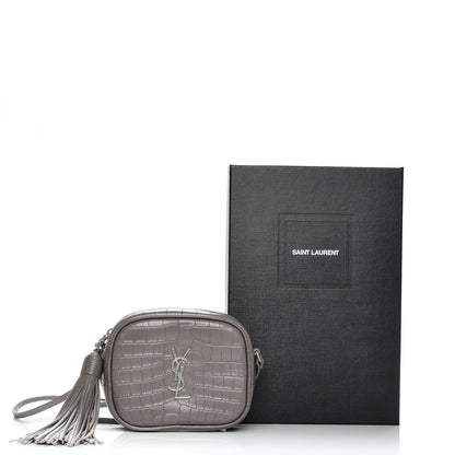 Saint Laurent Calfskin Crocodile Embossed Monogram Blogger Bag Fog 7 of 7