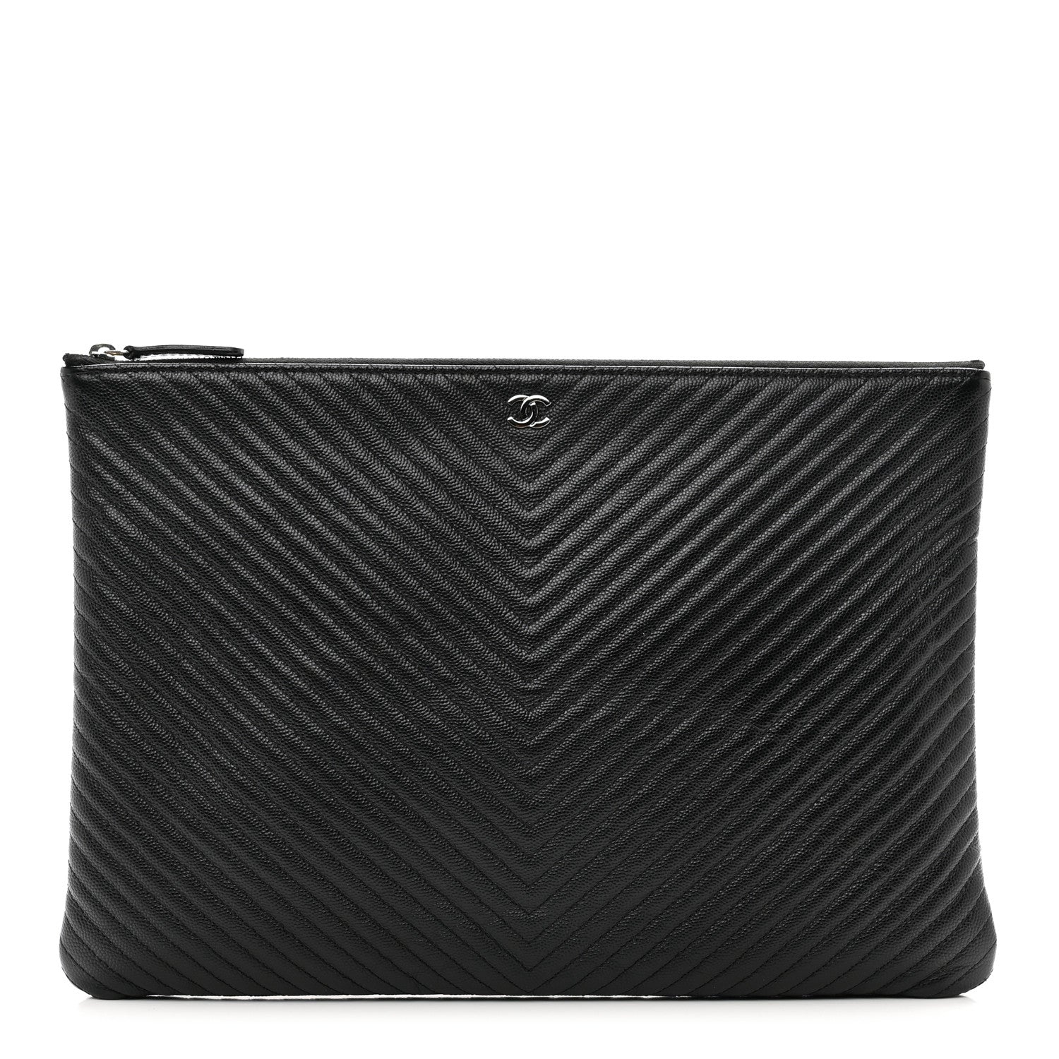 Chanel Caviar Chevron Quilted Large Cosmetic Case Black 1 of 7