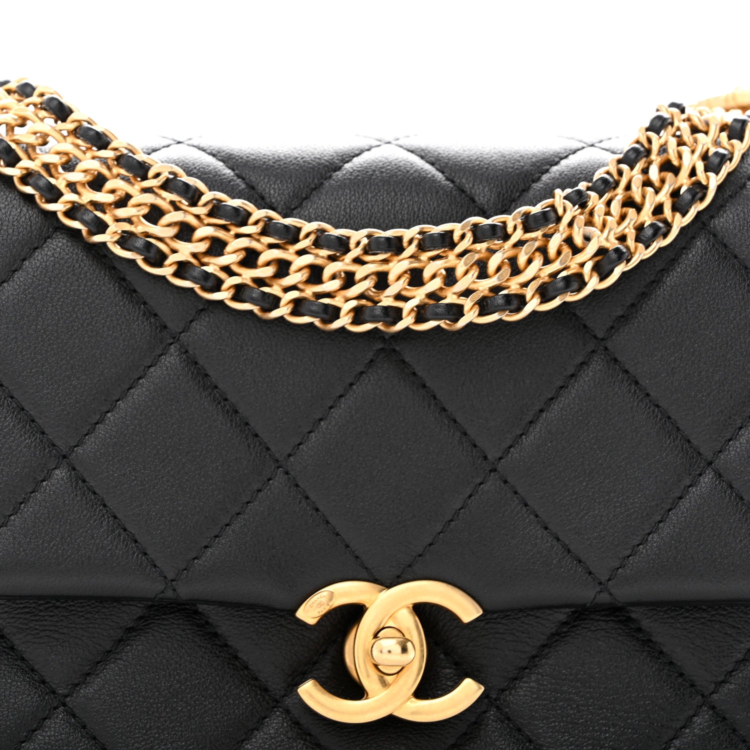 Chanel Calfskin Quilted Mini Chain Strap Flap Black 9 of 15