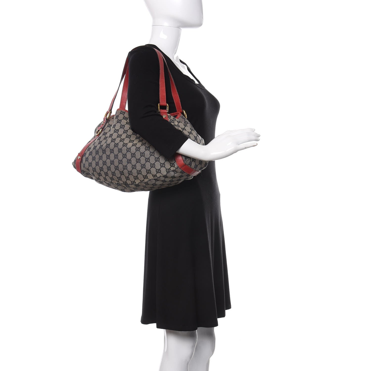 Gucci Monogram Medium Abbey Shoulder Bag Navy Red 2 of 17