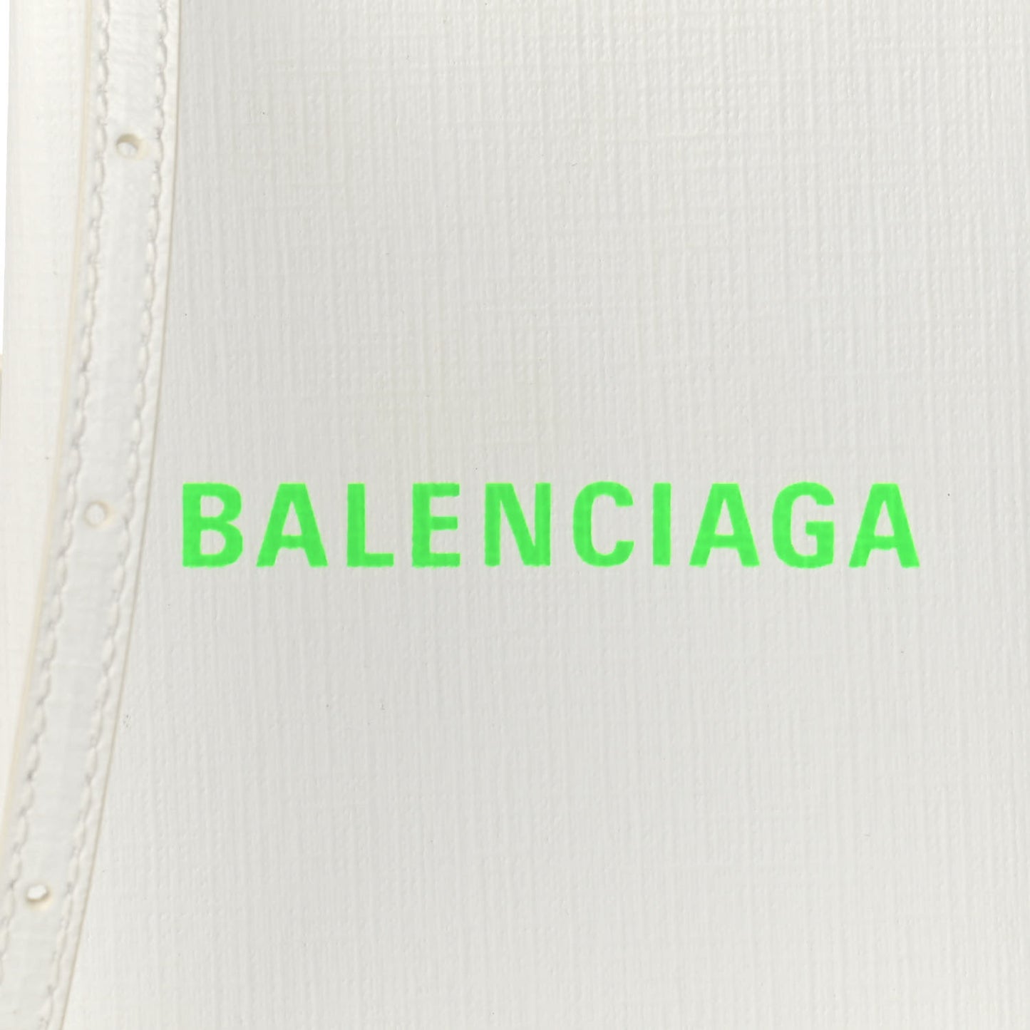 Squared Calfskin Logo Shopping Phone Holder Bag White Light Green