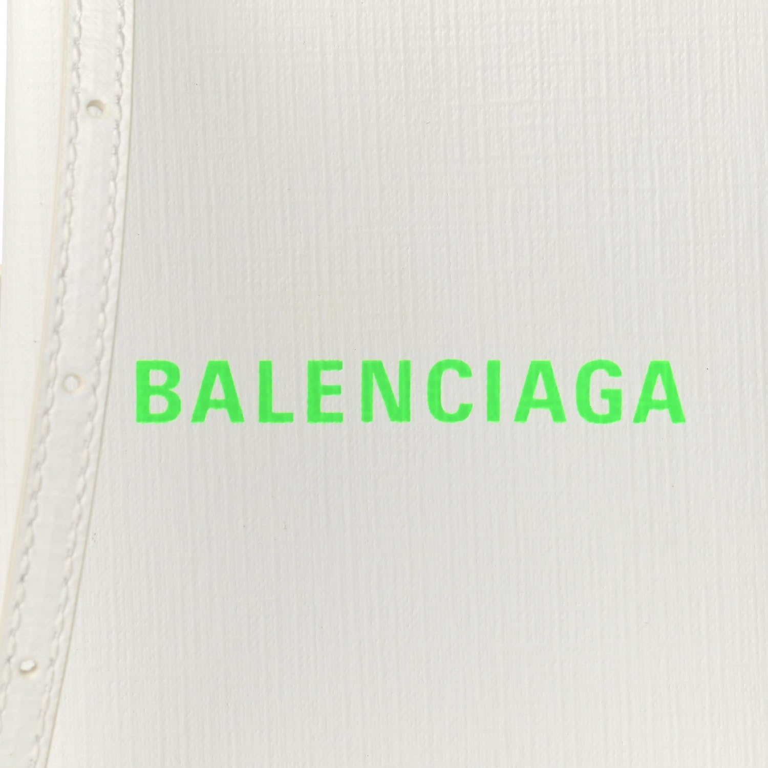 Balenciaga Squared Calfskin Logo Shopping Phone Holder Bag White Light Green 8 of 10
