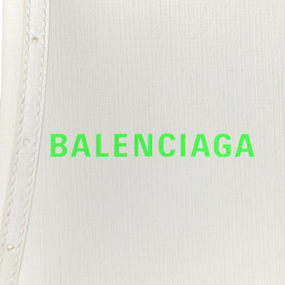 Balenciaga Squared Calfskin Logo Shopping Phone Holder Bag White Light Green 8 of 10
