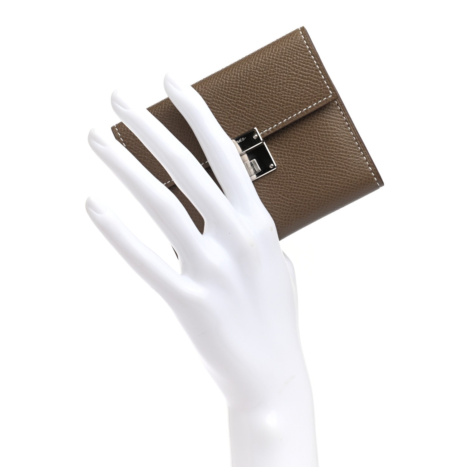 Hermes Epsom Clic Mini Card Holder Etoupe 2 of 9
