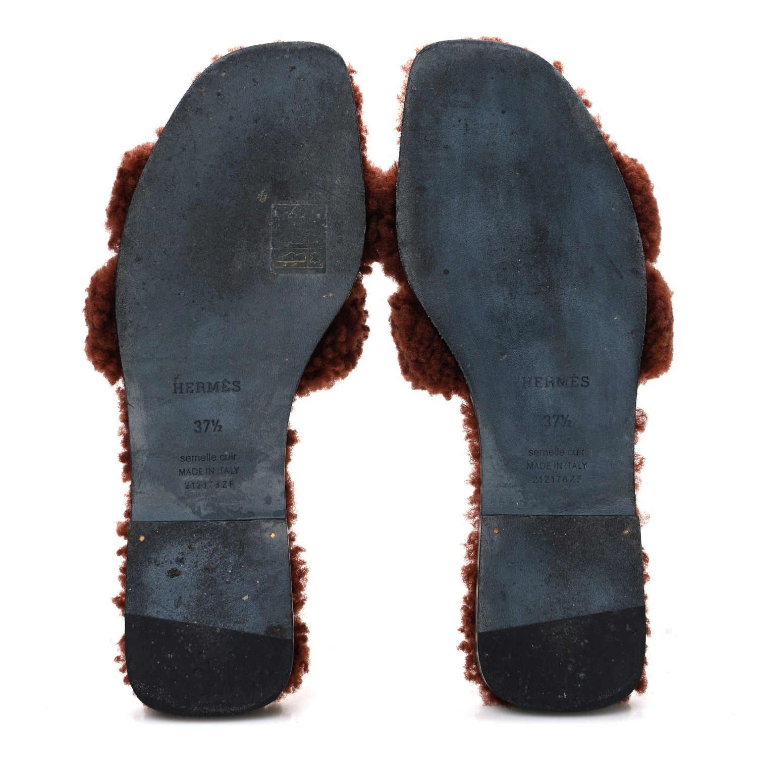Hermes Woolskin Oran Sandals 37.5 Cognac 7 of 9