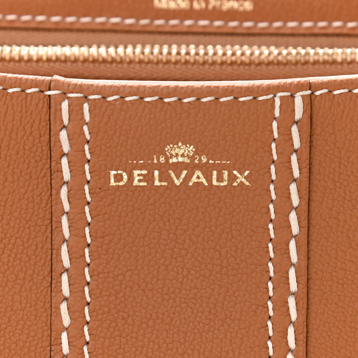 Delvaux Grained Calfskin Rodeo Surpique MM Brillant Satchel Vegetal Ivory 5 of 11