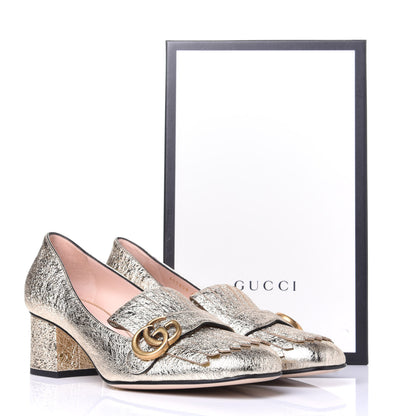 Gucci Galassia GG Marmont Fringe 50mm Loafer Pumps 40 Platino 11 of 11