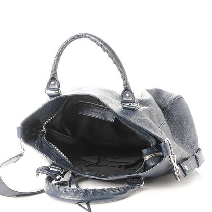 Balenciaga Chevre Silver Metallic Edge Hardware Velo Bleu Nuit Dark Sea 5 of 7