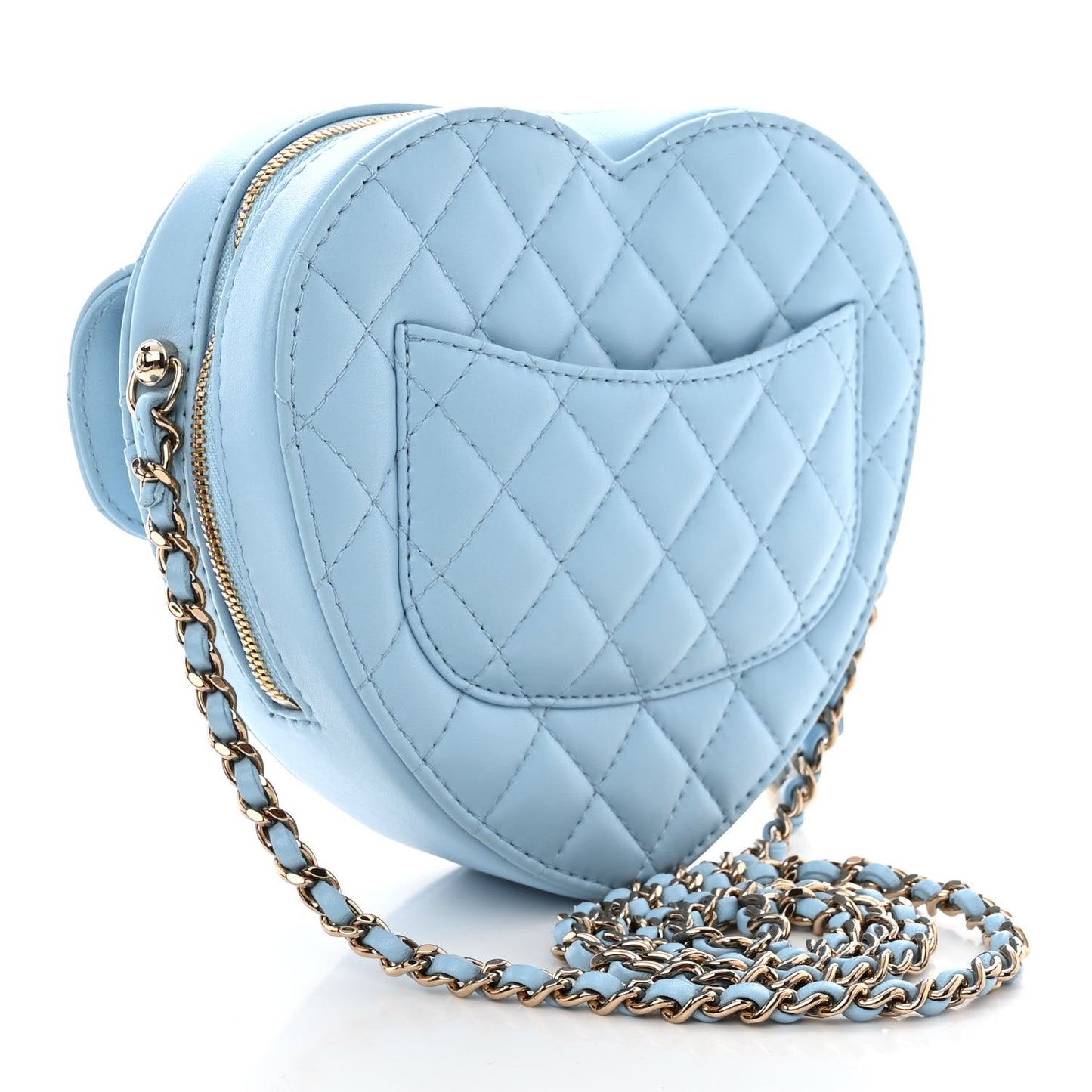 Lambskin Quilted CC In Love Heart Bag Light Blue