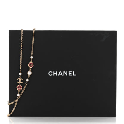 Chanel Pearl Enamel CC Camellia Long Necklace Pink Gold 6 of 6