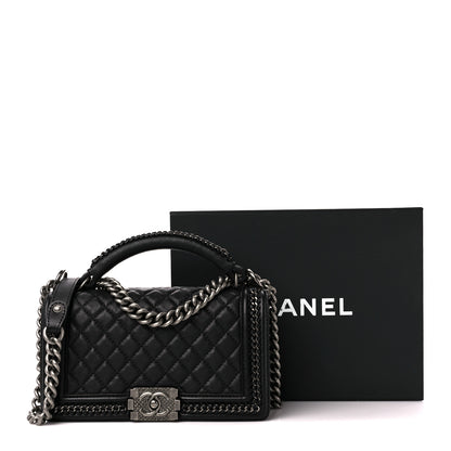 Chanel Goatskin Quilted Medium Boy Handle Flap Black 11 of 11