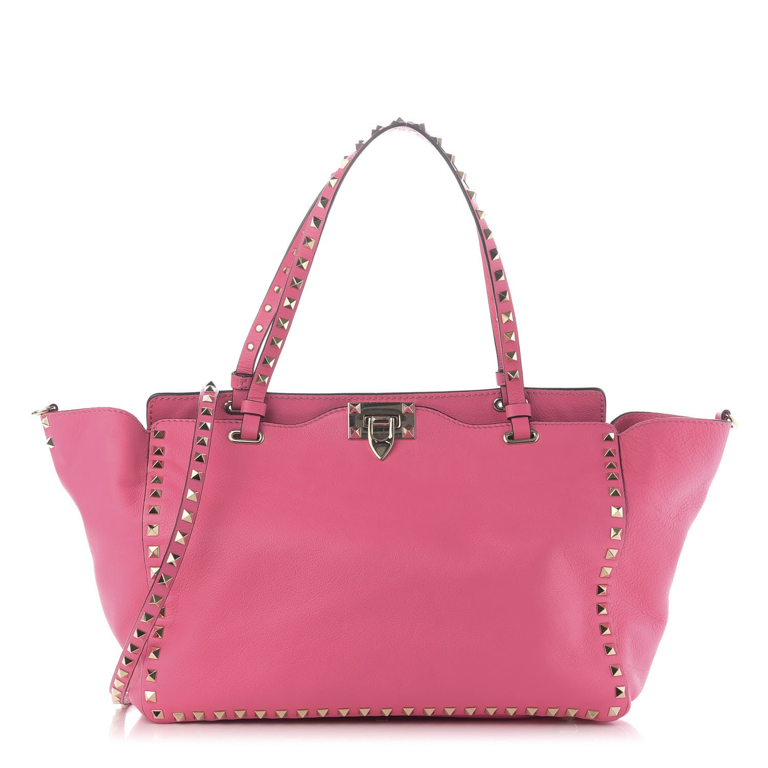 Valentino Garavani Vitello Medium Rockstud Tote Fuxia Fluo 1 of 10